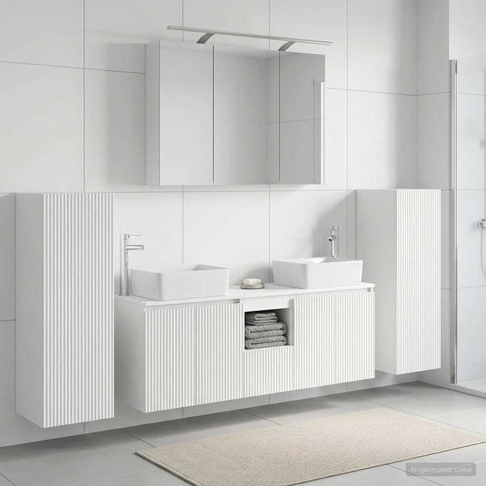 Set de mobilier pentru baie 6 pcs Alb Lemn prelucrat și sticlă WALTI