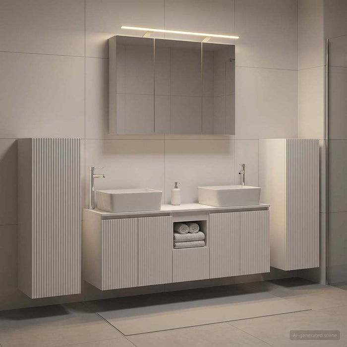 Set de mobilier pentru baie 6 pcs Alb Lemn prelucrat și sticlă WALTI