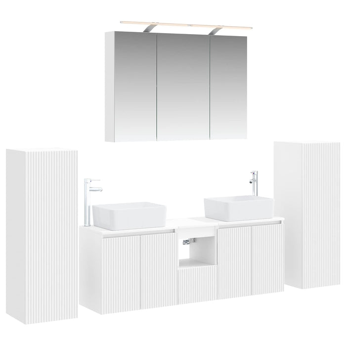 Set de mobilier pentru baie 6 pcs Alb Lemn prelucrat și sticlă WALTI
