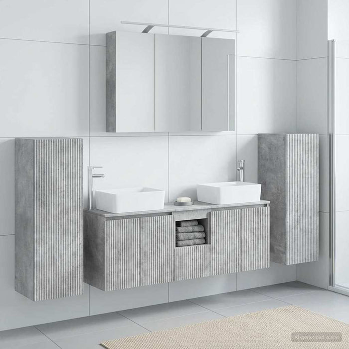Set de mobilier pentru baie 6 pcs Gri Beton WALTI