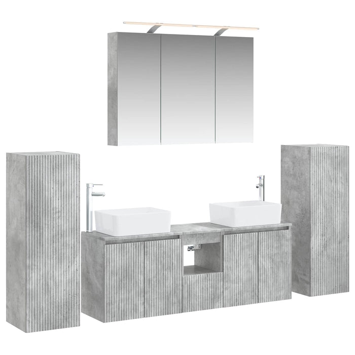 Set de mobilier pentru baie 6 pcs Gri Beton WALTI