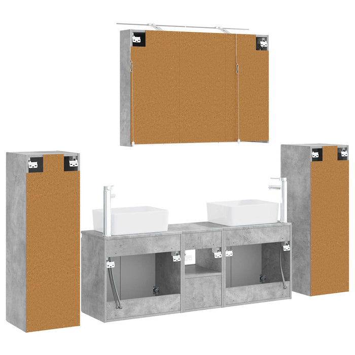 Set de mobilier pentru baie 6 pcs Gri Beton WALTI