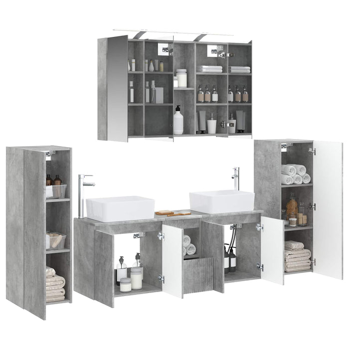 Set de mobilier pentru baie 6 pcs Gri Beton WALTI