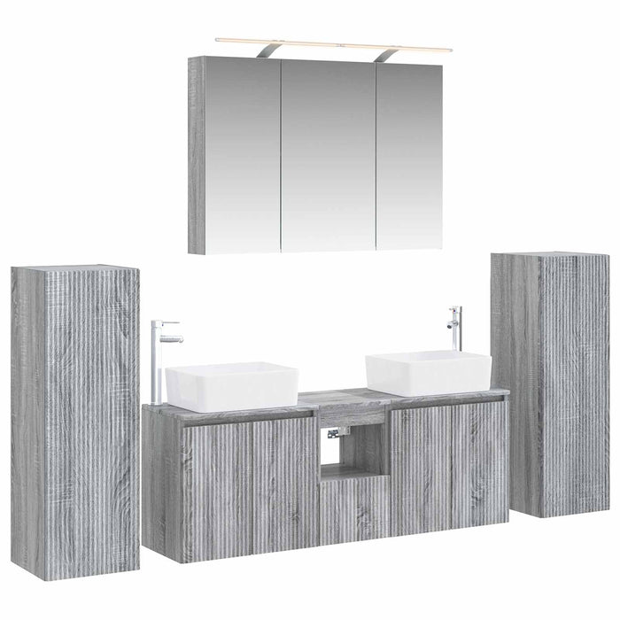 Set de mobilier pentru baie 6 pcs Sonoma gri WALTI