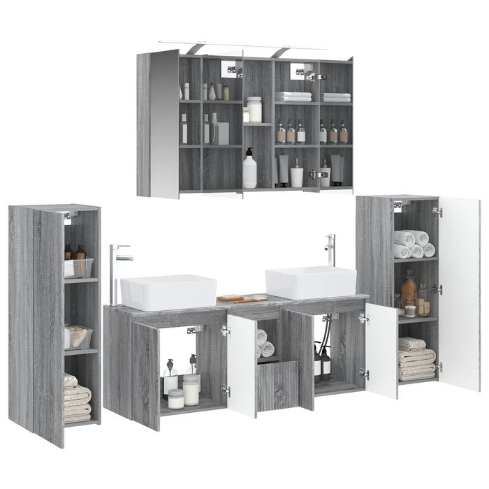 Set de mobilier pentru baie 6 pcs Sonoma gri WALTI