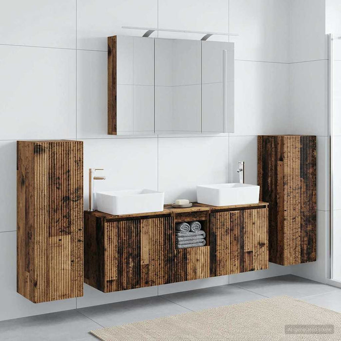 Set de mobilier pentru baie 6 buc. Lemn vechi WALTI