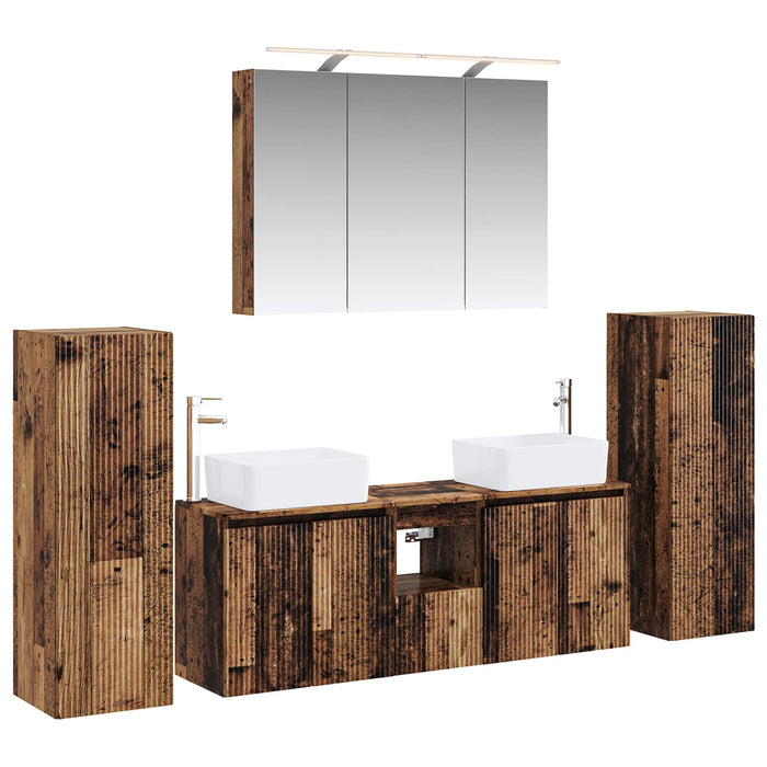 Set de mobilier pentru baie 6 buc. Lemn vechi WALTI