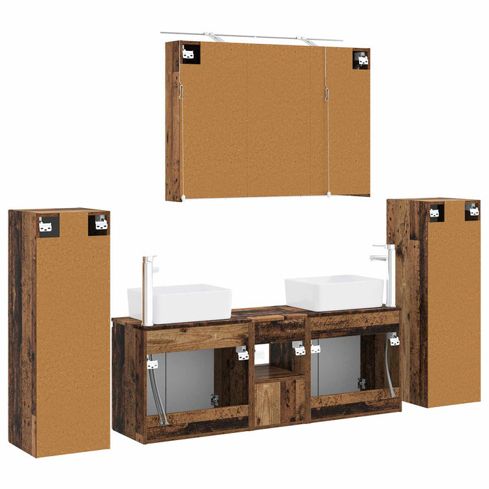 Set de mobilier pentru baie 6 buc. Lemn vechi WALTI