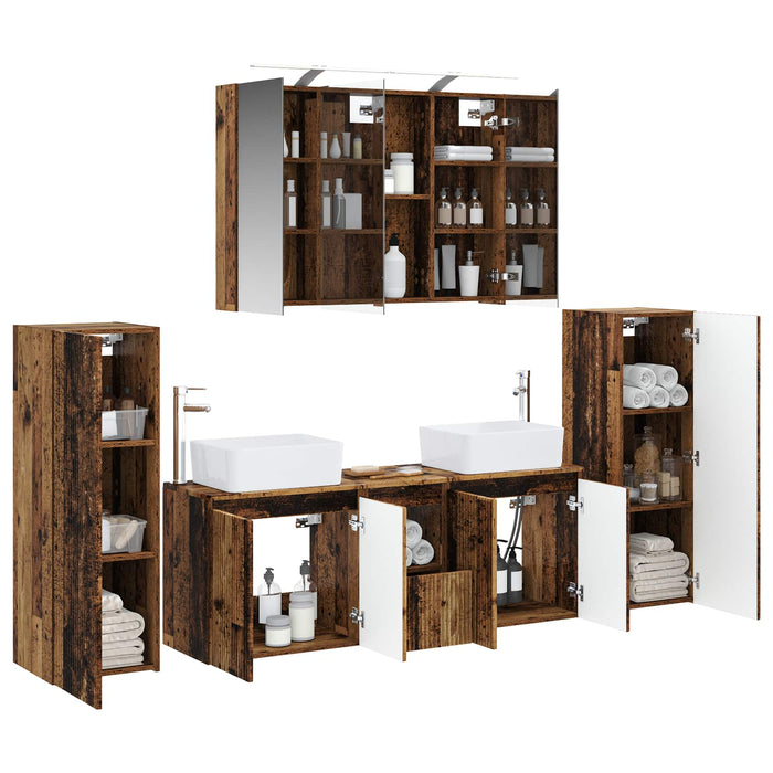 Set de mobilier pentru baie 6 buc. Lemn vechi WALTI