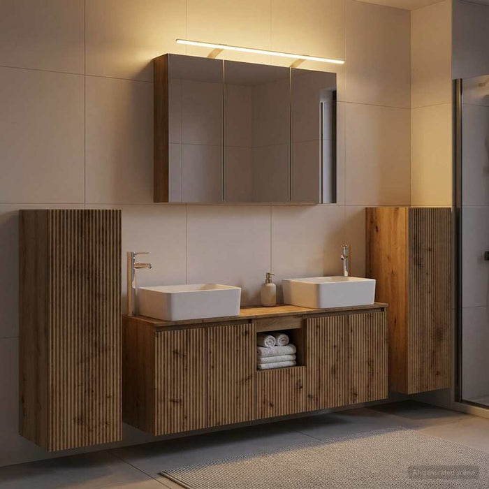 Set de mobilier pentru baie 6 pcs Stejar Artizanal WALTI