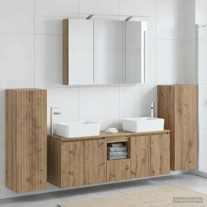 Set de mobilier pentru baie 6 pcs Stejar Artizanal WALTI