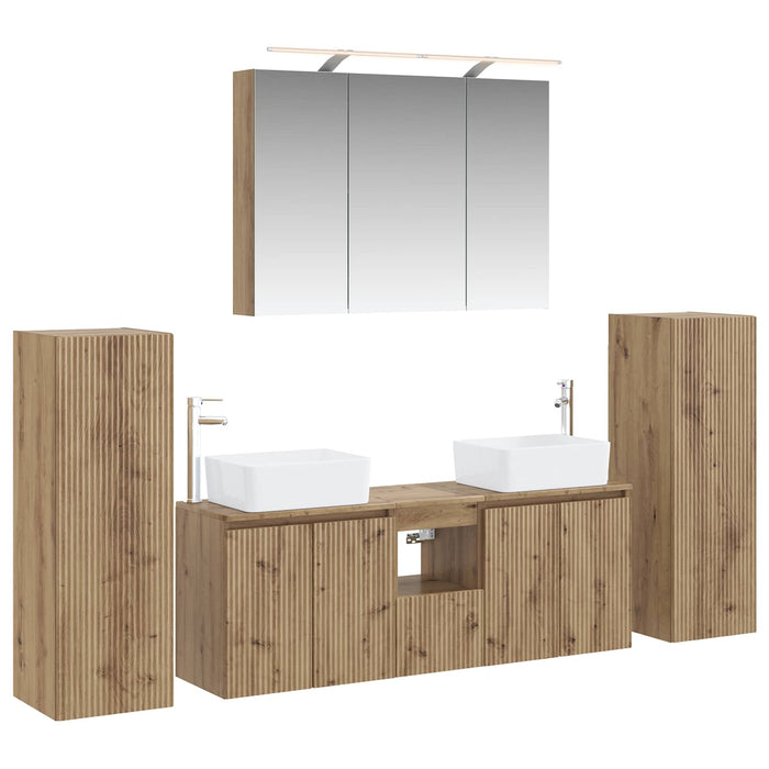 Set de mobilier pentru baie 6 pcs Stejar Artizanal WALTI