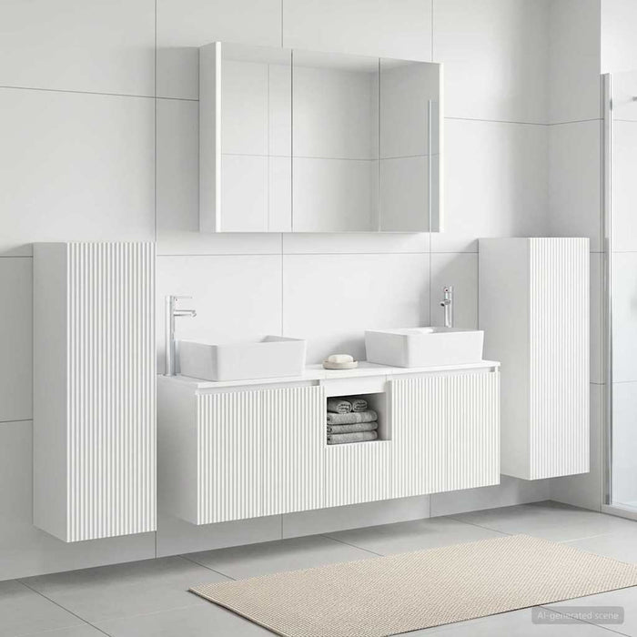 Set de mobilier pentru baie 6 pcs Alb Lemn prelucrat și sticlă WALTI