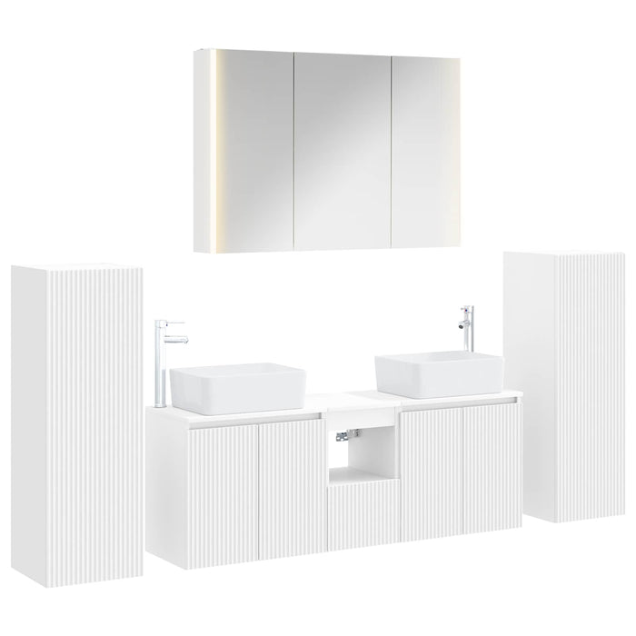 Set de mobilier pentru baie 6 pcs Alb Lemn prelucrat și sticlă WALTI