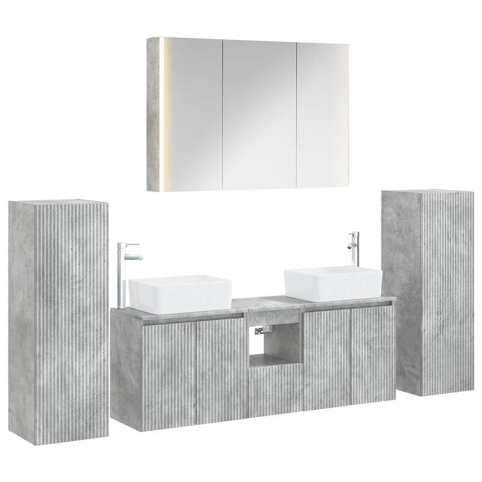 Set de mobilier pentru baie 6 pcs Gri Beton WALTI