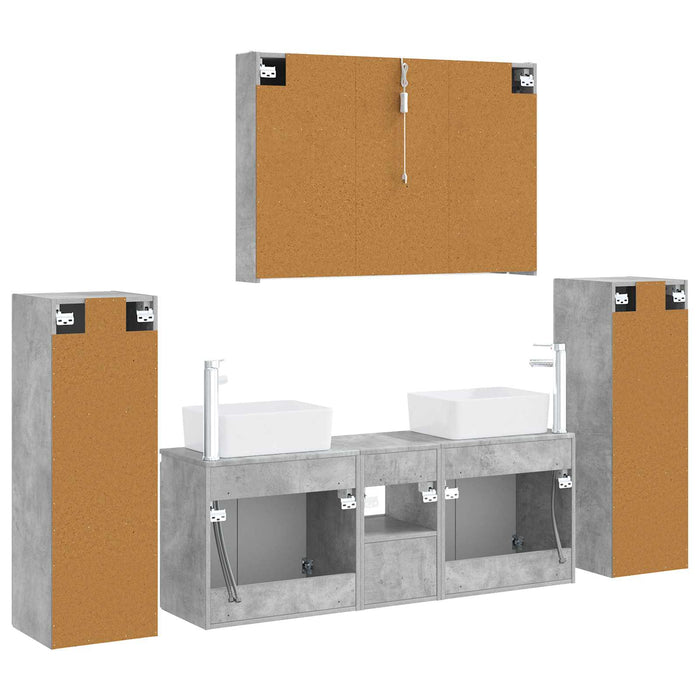 Set de mobilier pentru baie 6 pcs Gri Beton WALTI