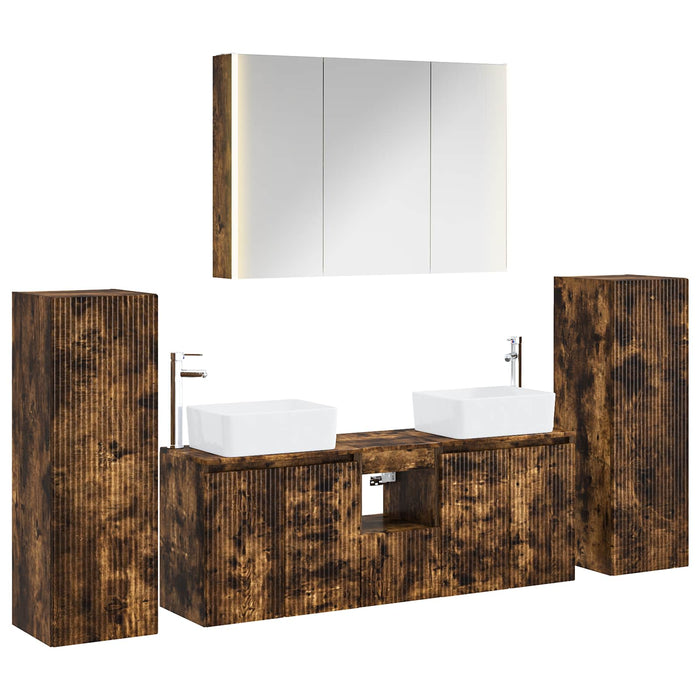 Set de mobilier pentru baie 6 pcs Stejar fumuriu WALTI