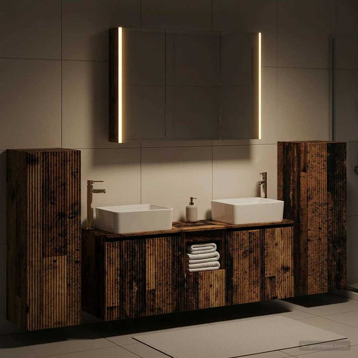 Set de mobilier pentru baie 6 pcs Lemn vechi WALTI