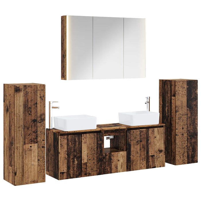 Set de mobilier pentru baie 6 pcs Lemn vechi WALTI
