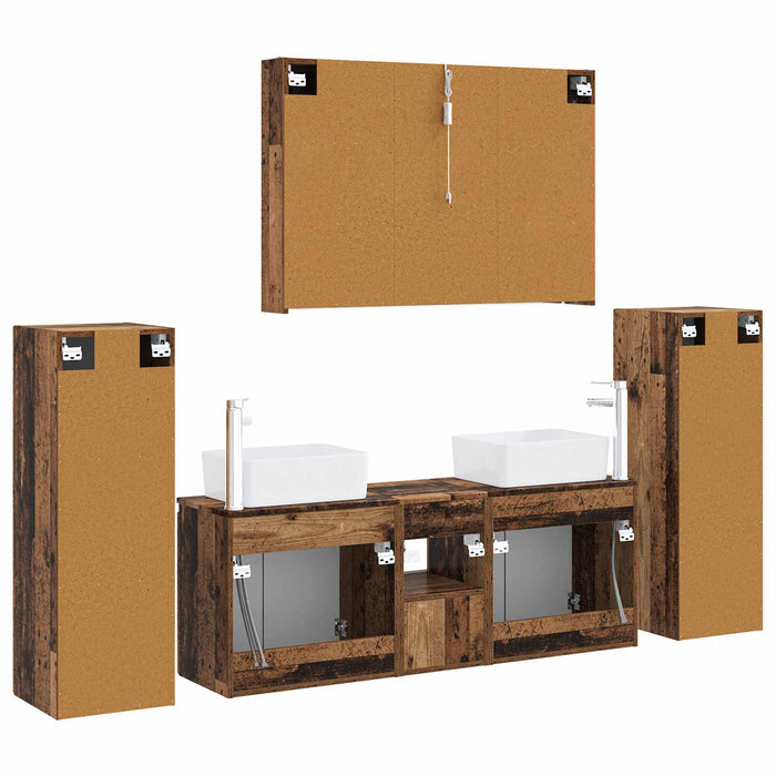 Set de mobilier pentru baie 6 pcs Lemn vechi WALTI
