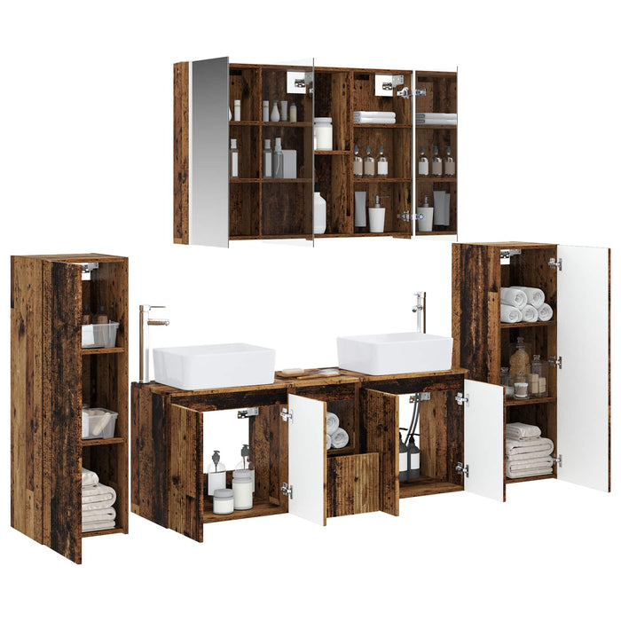 Set de mobilier pentru baie 6 pcs Lemn vechi WALTI