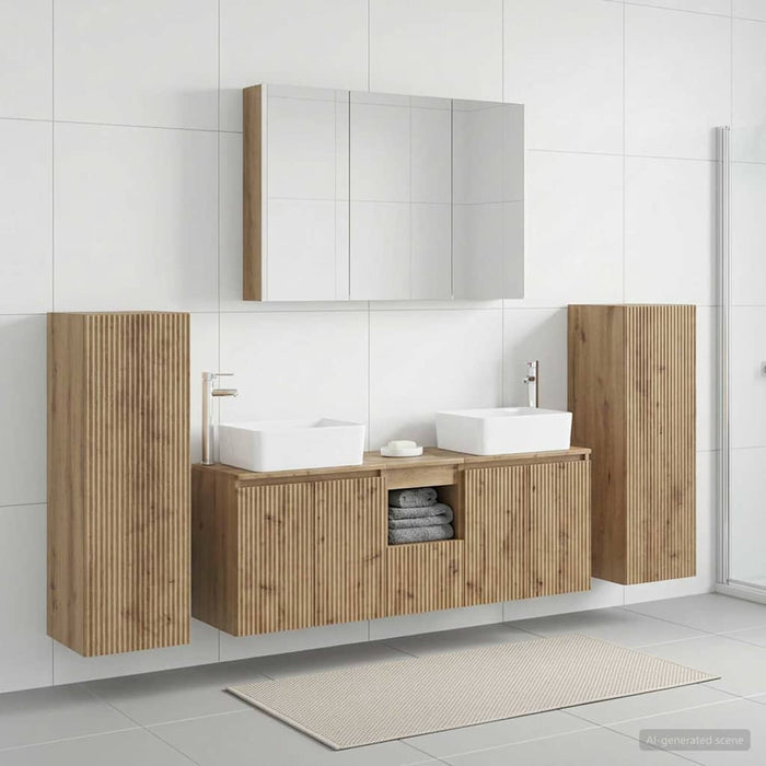 Set de mobilier pentru baie 6 pcs Stejar Artizanal WALTI