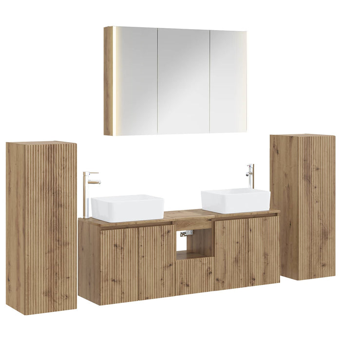 Set de mobilier pentru baie 6 pcs Stejar Artizanal WALTI