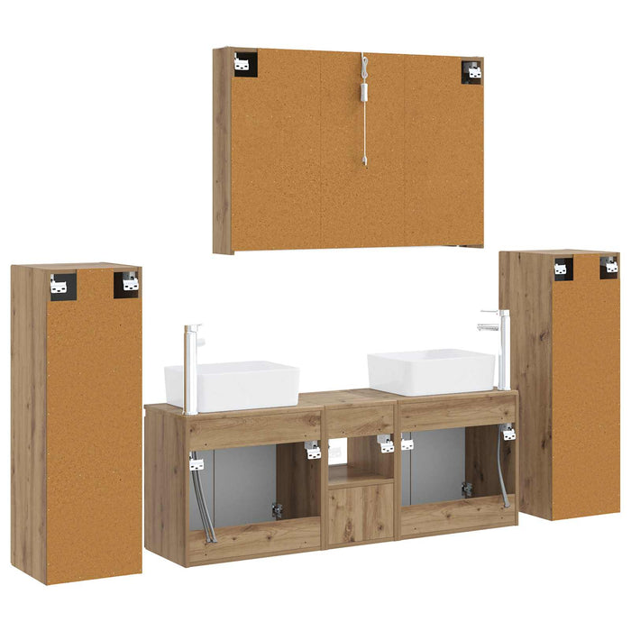 Set de mobilier pentru baie 6 pcs Stejar Artizanal WALTI