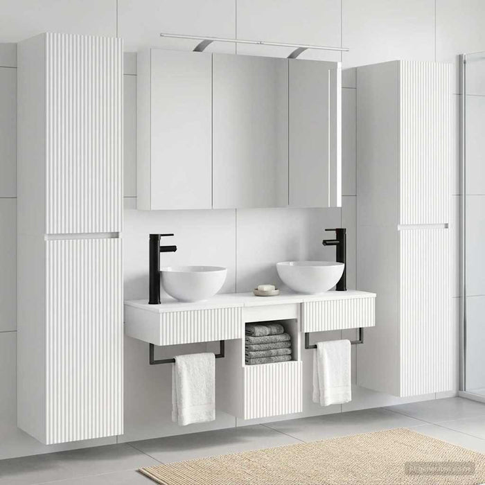 Set de mobilier pentru baie 6 pcs Alb Lemn prelucrat și sticlă WALTI