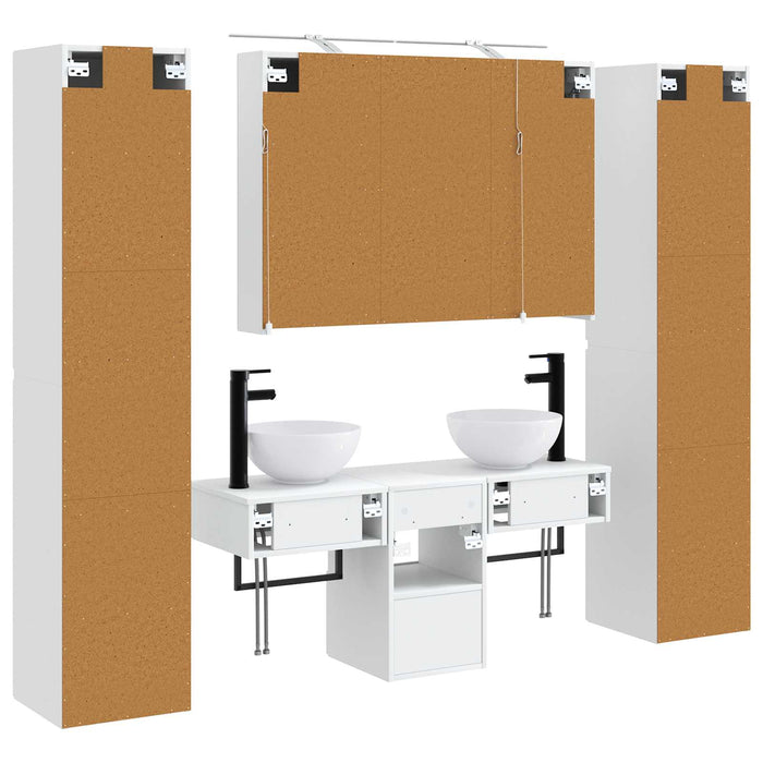 Set de mobilier pentru baie 6 pcs Alb Lemn prelucrat și sticlă WALTI