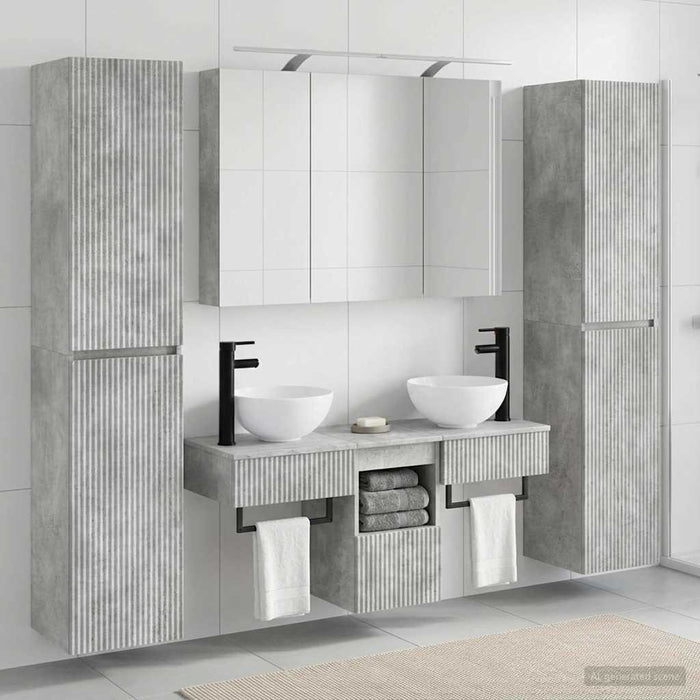 Set de mobilier pentru baie 6 pcs Gri Beton WALTI