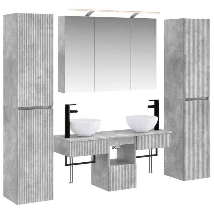 Set de mobilier pentru baie 6 pcs Gri Beton WALTI