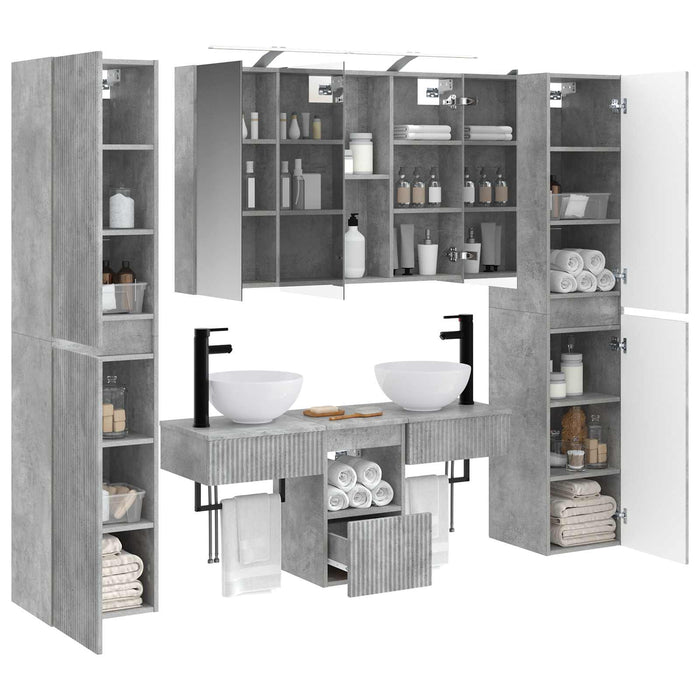 Set de mobilier pentru baie 6 pcs Gri Beton WALTI