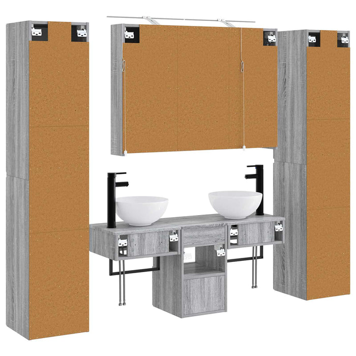 Set de mobilier pentru baie 6 pcs Sonoma gri WALTI