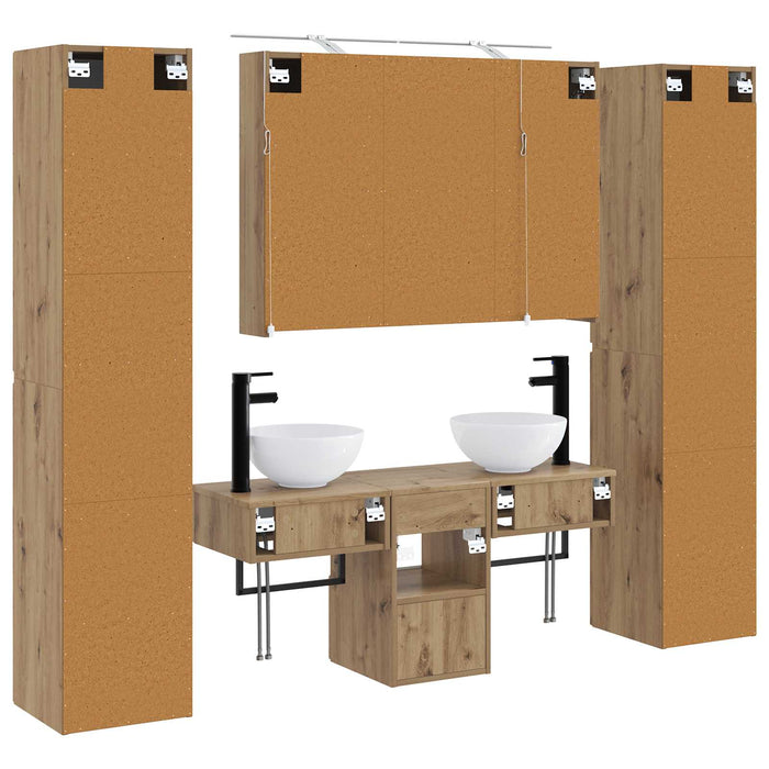 Set de mobilier pentru baie 6 pcs Stejar Artizanal WALTI
