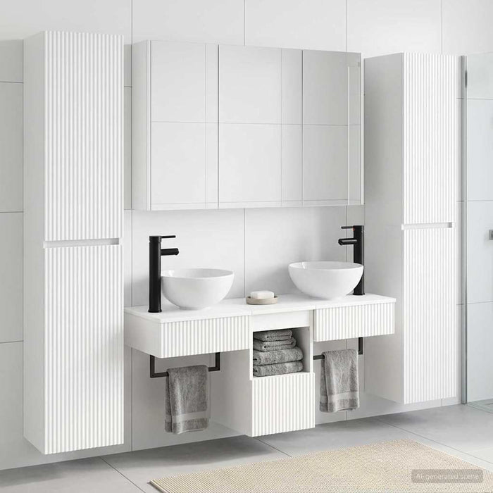 Set de mobilier pentru baie 6 pcs Alb Lemn prelucrat și sticlă WALTI