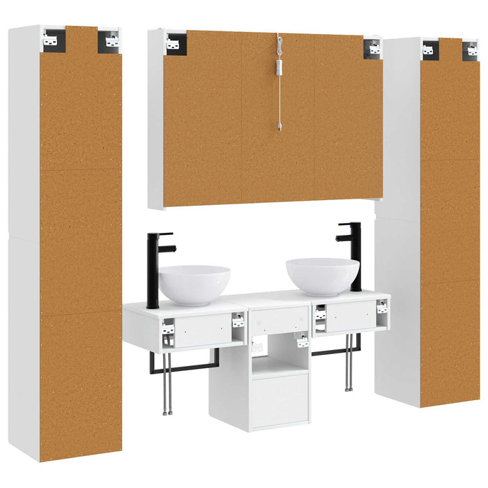 Set de mobilier pentru baie 6 pcs Alb Lemn prelucrat și sticlă WALTI