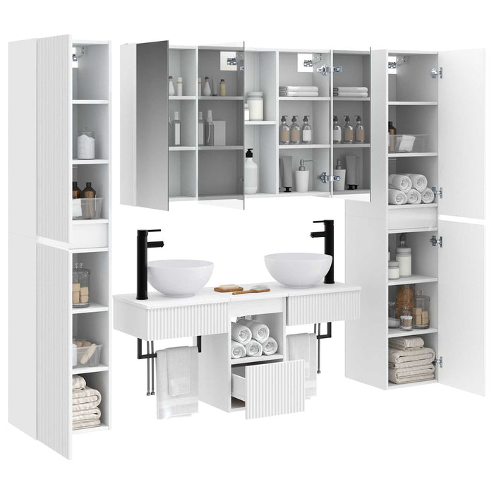 Set de mobilier pentru baie 6 pcs Alb Lemn prelucrat și sticlă WALTI