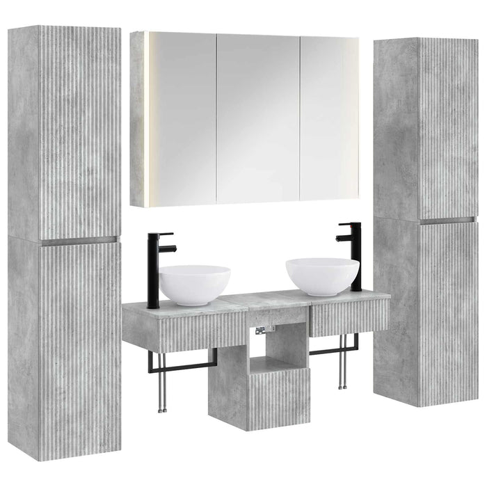 Set de mobilier pentru baie 6 pcs Gri Beton WALTI