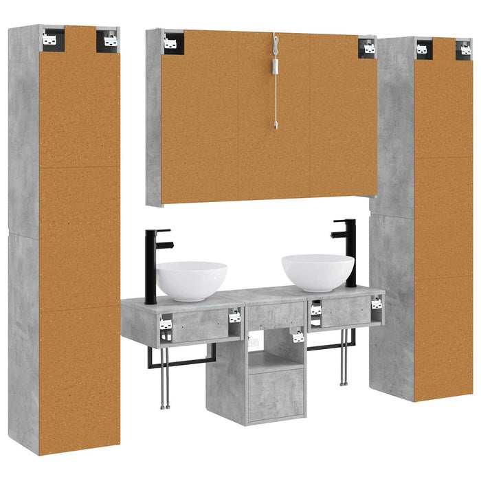 Set de mobilier pentru baie 6 pcs Gri Beton WALTI