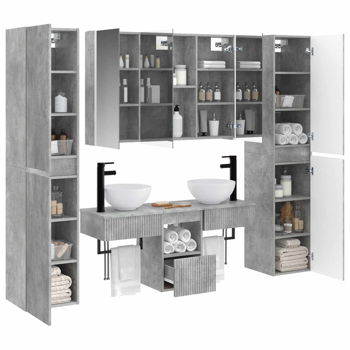 Set de mobilier pentru baie 6 pcs Gri Beton WALTI