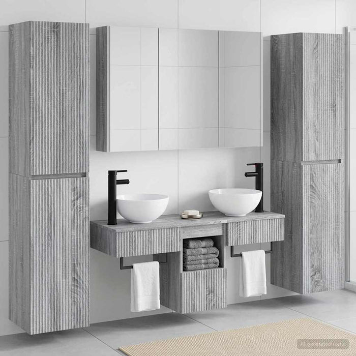 Set de mobilier pentru baie 6 pcs Sonoma gri WALTI