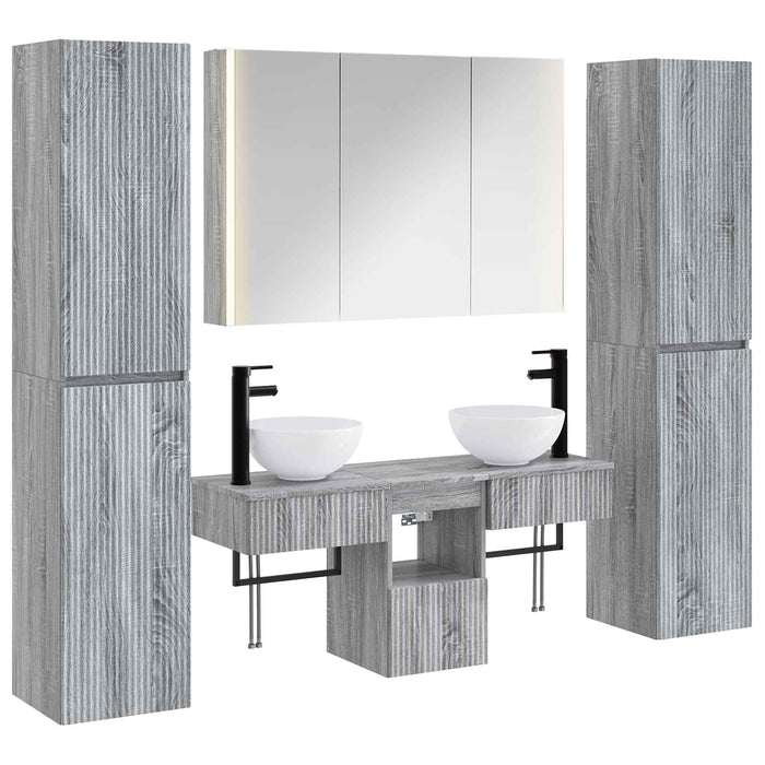 Set de mobilier pentru baie 6 pcs Sonoma gri WALTI