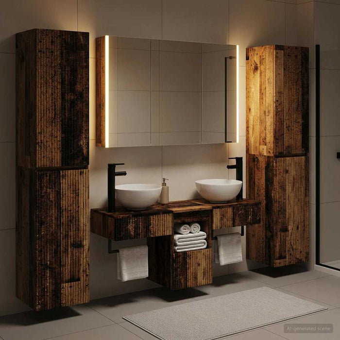 Set de mobilier pentru baie 6 pcs Lemn vechi WALTI