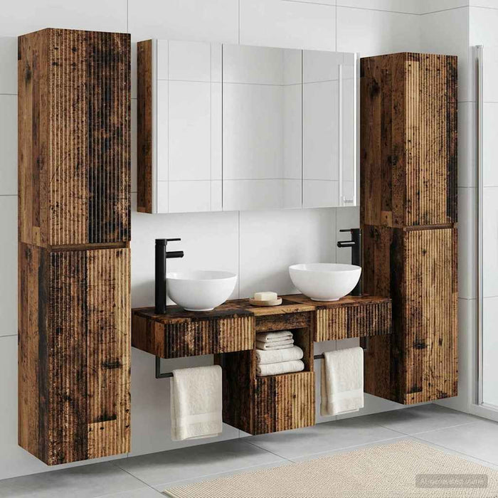Set de mobilier pentru baie 6 pcs Lemn vechi WALTI