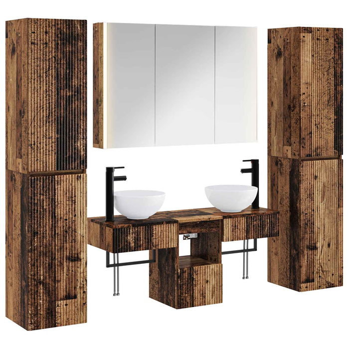 Set de mobilier pentru baie 6 pcs Lemn vechi WALTI