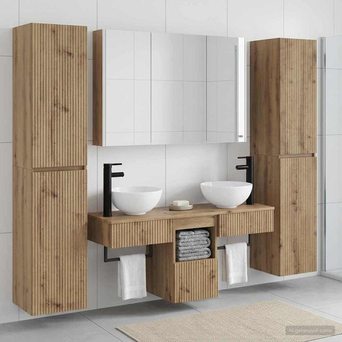 Set de mobilier pentru baie 6 pcs Stejar Artizanal WALTI