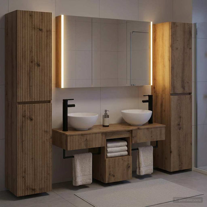 Set de mobilier pentru baie 6 pcs Stejar Artizanal WALTI