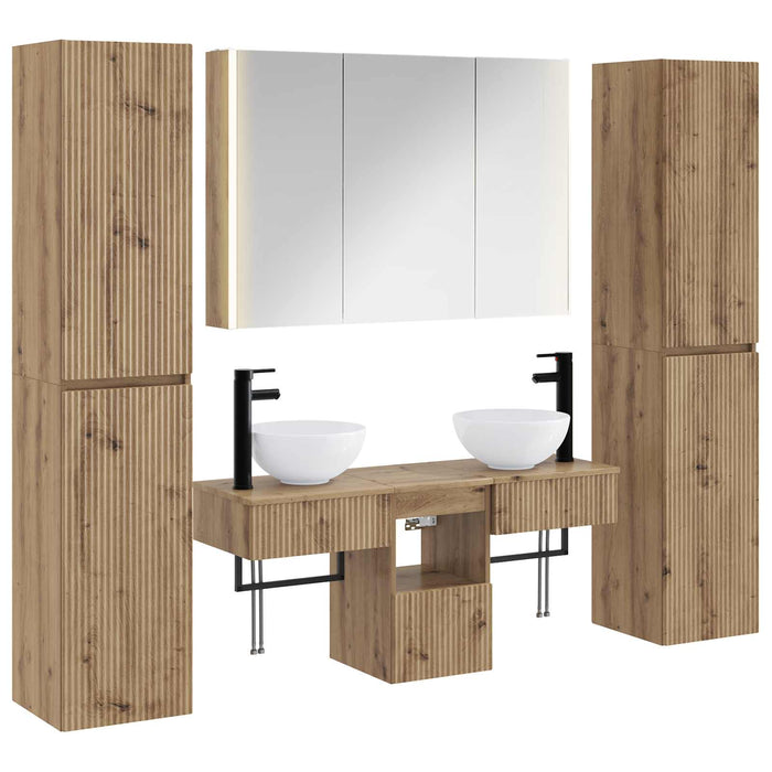 Set de mobilier pentru baie 6 pcs Stejar Artizanal WALTI