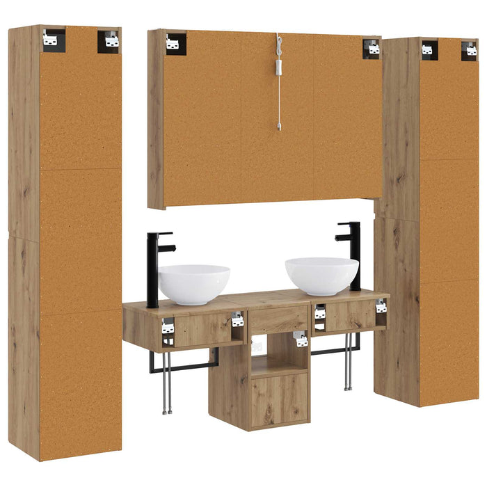 Set de mobilier pentru baie 6 pcs Stejar Artizanal WALTI
